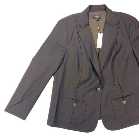 Talbots Wool Blazer Women 16W Brown Single Breasted Career Business Casual New - Picture 3 of 16